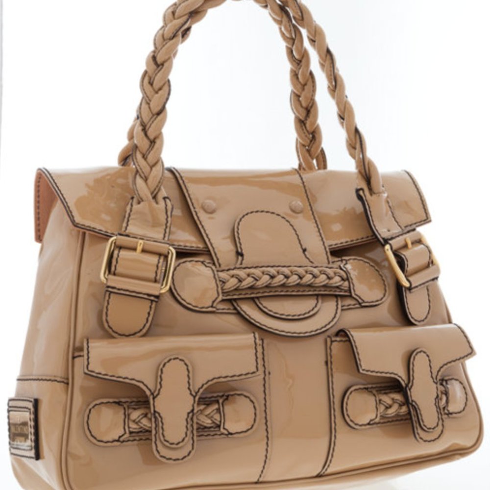 Valentino Beige Patent Leather Bag